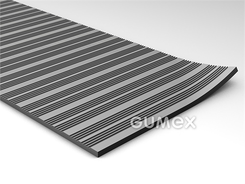 Gummiboden S 2, 3mm, Breite 1200mm, 80°ShA, SBR, gerillte Ausführung, -25°C/+80°C, grau, 